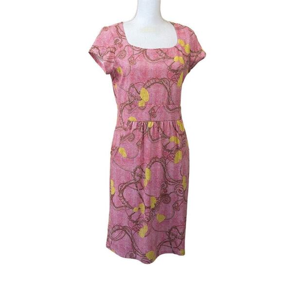 J. McLaughlin Emma dress, pink w/yellow shells, Catalina Cloth, medium, coastal - Picture 1 of 6